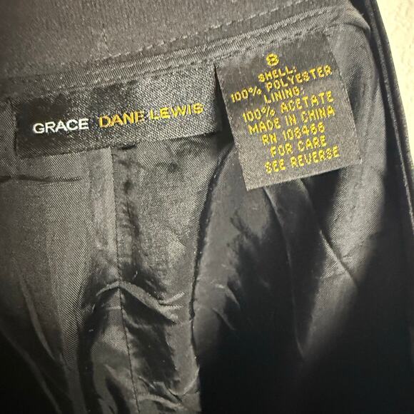 Grace Dane Lewis Black Satin Striped Wide Leg Trouser Dress Pants Size 8 - Picture 8 of 8